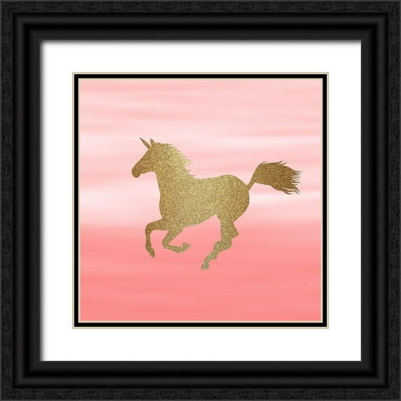 Kimberly, Allen 15x15 Black Ornate Wood Framed with Double Matting Museum Art Print Titled - Ombre Unicorn 3
