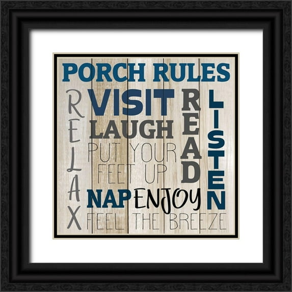 Kimberly, Allen 15x15 Black Ornate Wood Framed with Double Matting Museum Art Print Titled - Porch Rules