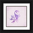 thumbnail image 1 of Kimberly, Allen 15x15 Black Ornate Wood Framed with Double Matting Museum Art Print Titled - Purple Pink Owl 2, 1 of 4
