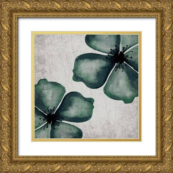Kimberly, Allen 15x15 Gold Ornate Wood Framed with Double Matting Museum Art Print Titled - Hints of Emerald 2