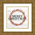 thumbnail image 1 of Kimberly, Allen 15x15 Gold Ornate Wood Framed with Double Matting Museum Art Print Titled - Merry Christmas Wreath, 1 of 4