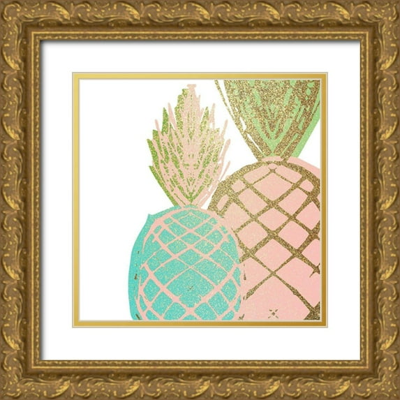 Kimberly, Allen 15x15 Gold Ornate Wood Framed with Double Matting Museum Art Print Titled - Pineapple Bright 2