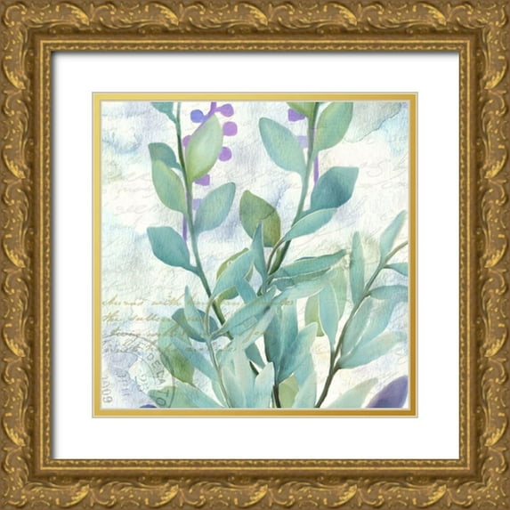 Kimberly, Allen 15x15 Gold Ornate Wood Framed with Double Matting Museum Art Print Titled - Watercolor Floral 6