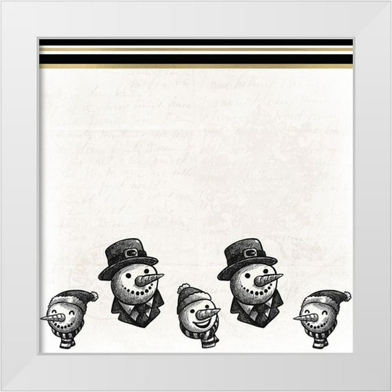 Kimberly, Allen 15x15 White Modern Wood Framed Museum Art Print Titled - Black and White Snowmen