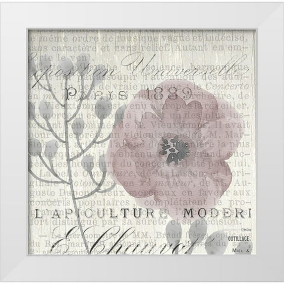 Kimberly, Allen 15x15 White Modern Wood Framed Museum Art Print Titled - Vintage Floral Panel a