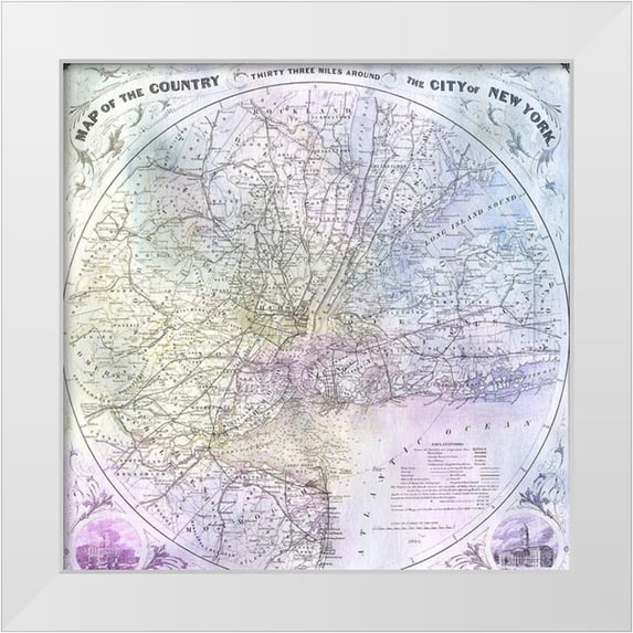 Kimberly, Allen 15x15 White Modern Wood Framed Museum Art Print Titled - Watercolor Map 3
