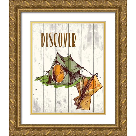 Kimberly, Allen 15x18 Gold Ornate Wood Framed with Double Matting Museum Art Print Titled - Campfire Explorer 2