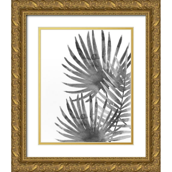Kimberly, Allen 15x18 Gold Ornate Wood Framed with Double Matting Museum Art Print Titled - Ferns By Night 2