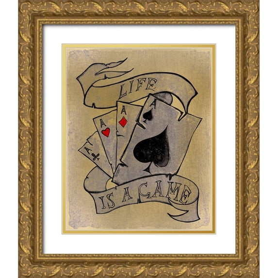 Kimberly, Allen 15x18 Gold Ornate Wood Framed with Double Matting Museum Art Print Titled - Life is a Game