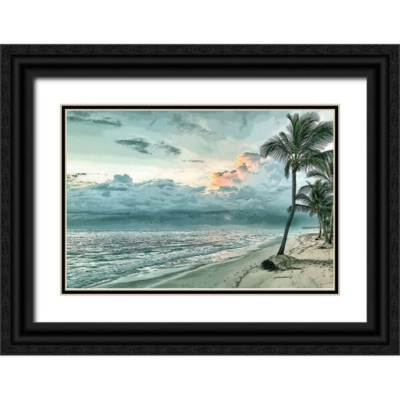 Kimberly, Allen 18x13 Black Ornate Wood Framed with Double Matting Museum Art Print Titled - Seaside