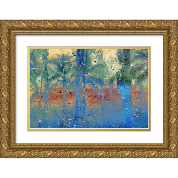 Kimberly, Allen 18x13 Gold Ornate Wood Framed with Double Matting Museum Art Print Titled - Speckled Palm Tree
