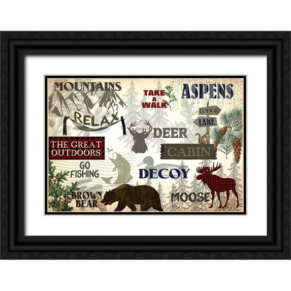 Kimberly, Allen 18x14 Black Ornate Wood Framed with Double Matting Museum Art Print Titled - Rustic Lodge