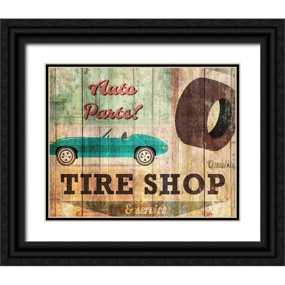 Kimberly, Allen 18x15 Black Ornate Wood Framed with Double Matting Museum Art Print Titled - Tire Shop