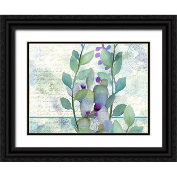 Kimberly, Allen 18x15 Black Ornate Wood Framed with Double Matting Museum Art Print Titled - Watercolor Floral 7