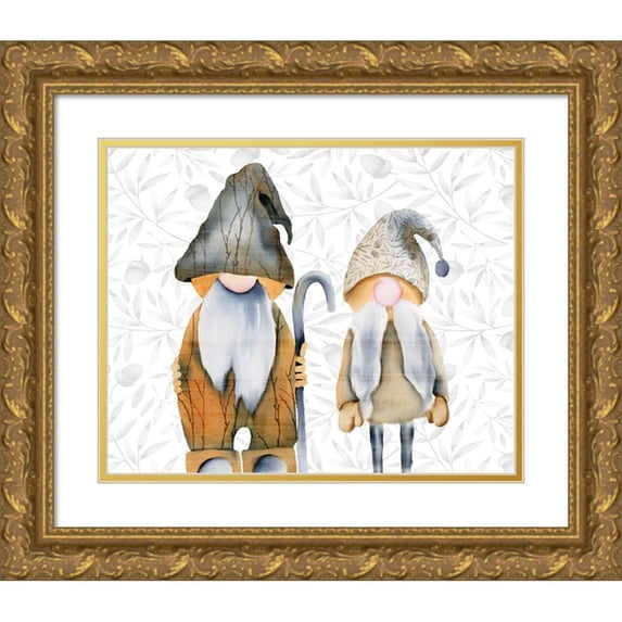 Kimberly, Allen 18x15 Gold Ornate Wood Framed with Double Matting Museum Art Print Titled - Two Gnomes