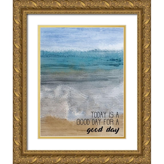 Kimberly, Allen 19x24 Gold Ornate Wood Framed with Double Matting Museum Art Print Titled - Good Day at the Beach 2