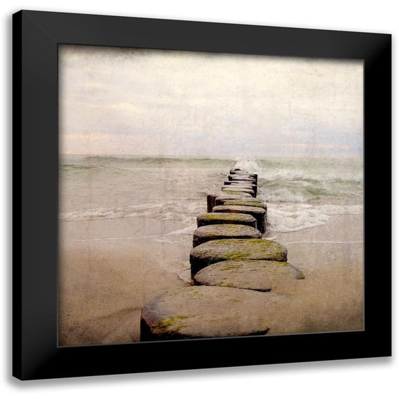 Kimberly, Allen 20x20 Black Modern Framed Museum Art Print Titled - Dusk at the Beach