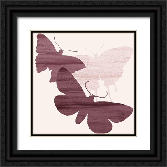 Kimberly, Allen 20x20 Black Ornate Wood Framed with Double Matting Museum Art Print Titled - Blush Butterflies 2