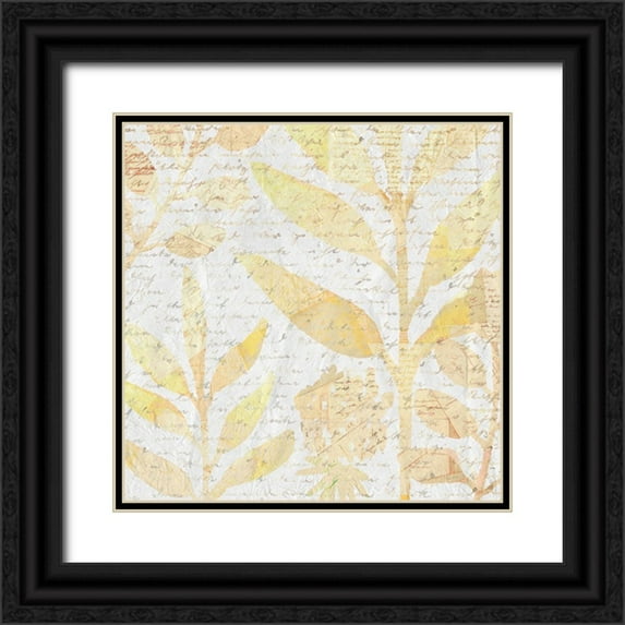 Kimberly, Allen 20x20 Black Ornate Wood Framed with Double Matting Museum Art Print Titled - Botanical Leaves 1
