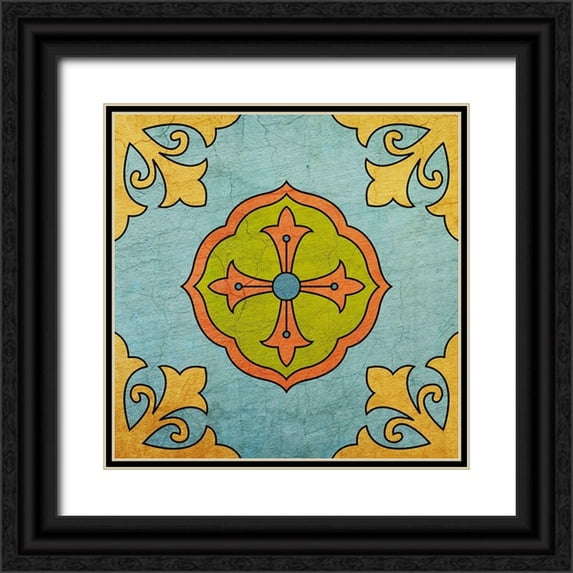 Kimberly, Allen 20x20 Black Ornate Wood Framed with Double Matting Museum Art Print Titled - Colorful Tile 2