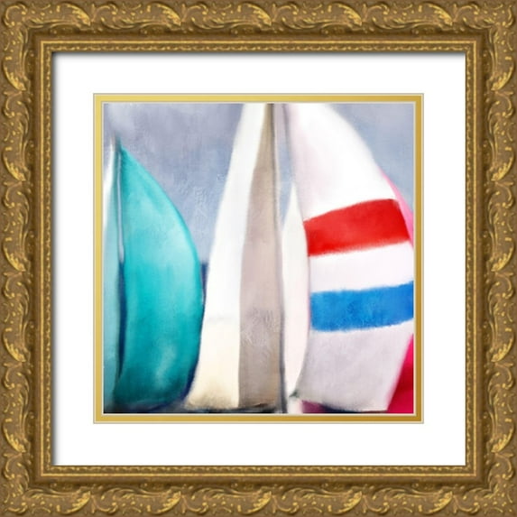 Kimberly, Allen 20x20 Gold Ornate Wood Framed with Double Matting Museum Art Print Titled - Colorful Sail