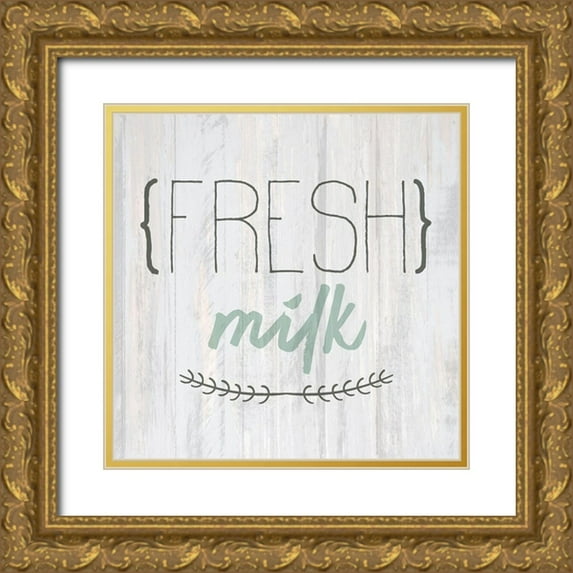 Kimberly, Allen 20x20 Gold Ornate Wood Framed with Double Matting Museum Art Print Titled - Fresh Milk