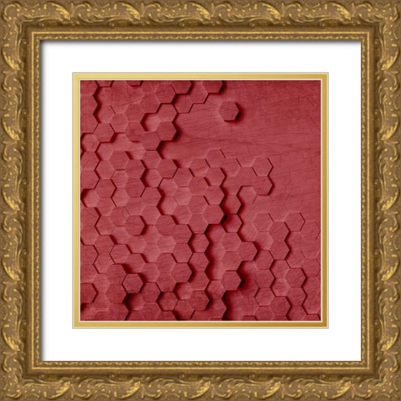 Kimberly, Allen 20x20 Gold Ornate Wood Framed with Double Matting Museum Art Print Titled - Geo Grid 1