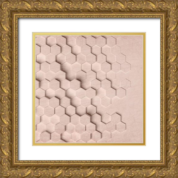 Kimberly, Allen 20x20 Gold Ornate Wood Framed with Double Matting Museum Art Print Titled - Geo Grid 3