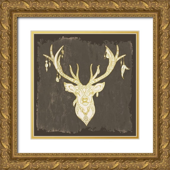 Kimberly, Allen 20x20 Gold Ornate Wood Framed with Double Matting Museum Art Print Titled - Native Buck