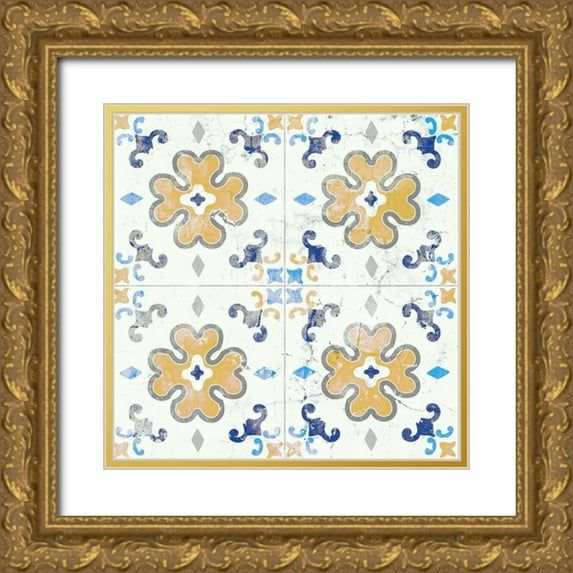 Kimberly, Allen 20x20 Gold Ornate Wood Framed with Double Matting Museum Art Print Titled - Old Tile 2