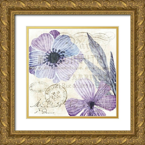 Kimberly, Allen 20x20 Gold Ornate Wood Framed with Double Matting Museum Art Print Titled - Soft Floral Purple 2