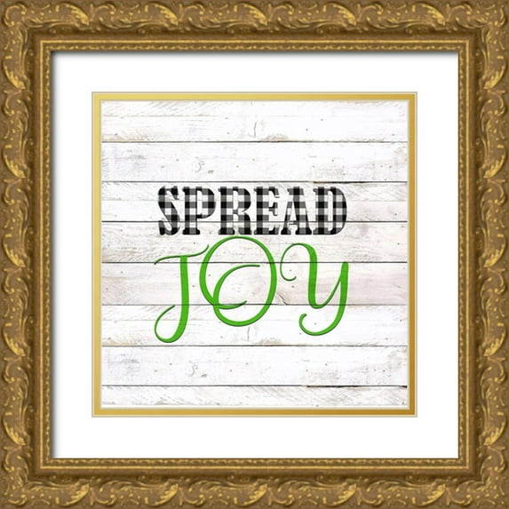 Kimberly, Allen 20x20 Gold Ornate Wood Framed with Double Matting Museum Art Print Titled - Spread Joy Plaid