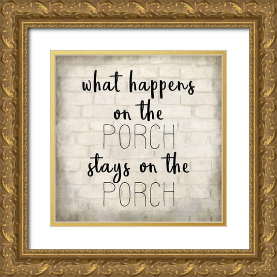 Kimberly, Allen 20x20 Gold Ornate Wood Framed with Double Matting Museum Art Print Titled - Stays on the Porch