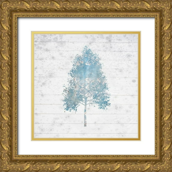 Kimberly, Allen 20x20 Gold Ornate Wood Framed with Double Matting Museum Art Print Titled - Watercolor Trees 1