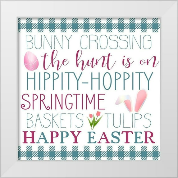Kimberly, Allen 20x20 White Modern Wood Framed Museum Art Print Titled - Bunny Crossing Square