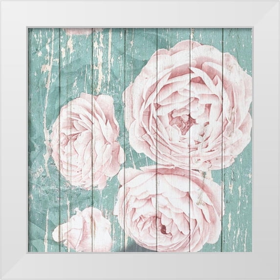 Kimberly, Allen 20x20 White Modern Wood Framed Museum Art Print Titled - On Teal 2