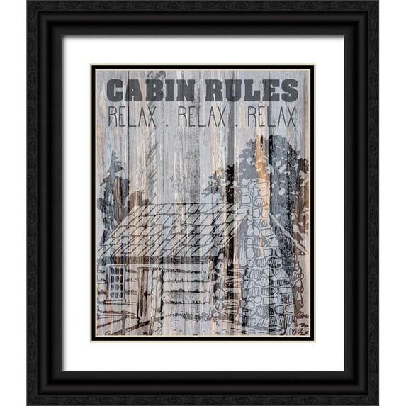 Kimberly, Allen 20x24 Black Ornate Wood Framed with Double Matting Museum Art Print Titled - Cabin Rules 1
