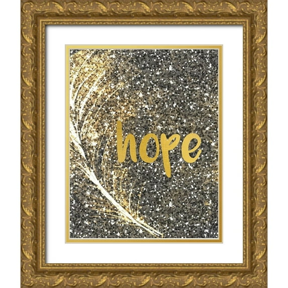 Kimberly, Allen 20x24 Gold Ornate Wood Framed with Double Matting Museum Art Print Titled - Gold Feather 2