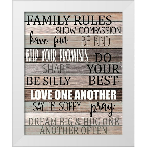 Kimberly, Allen 20x24 White Modern Wood Framed Museum Art Print Titled - Family Rules