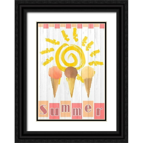 Kimberly, Allen 23x32 Black Ornate Wood Framed with Double Matting Museum Art Print Titled - Summer Ice Cream