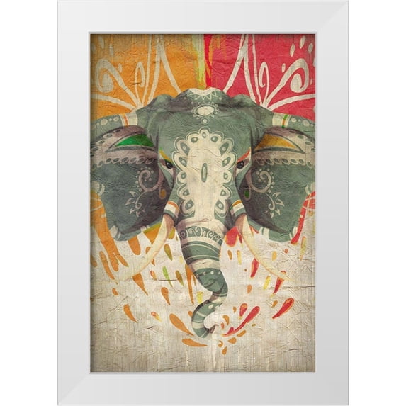 Kimberly, Allen 23x32 White Modern Wood Framed Museum Art Print Titled - Elephant Splashes