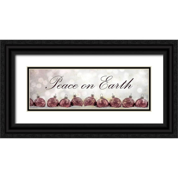 Kimberly, Allen 24x11 Black Ornate Wood Framed with Double Matting Museum Art Print Titled - Peace Ornaments