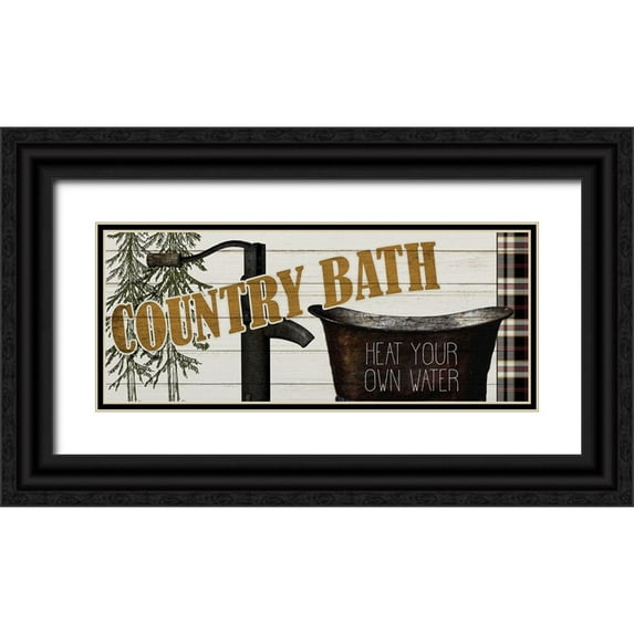 Kimberly, Allen 24x12 Black Ornate Wood Framed with Double Matting Museum Art Print Titled - Country Bath