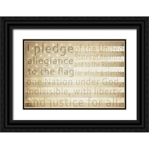 Kimberly, Allen 24x17 Black Ornate Wood Framed with Double Matting Museum Art Print Titled - Pledge of Allegiance