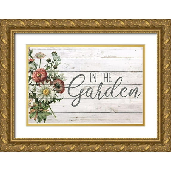Kimberly, Allen 24x17 Gold Ornate Wood Framed with Double Matting Museum Art Print Titled - In the Garden Flowers