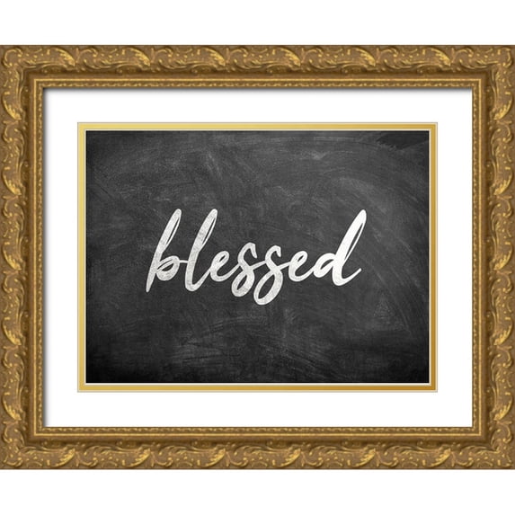 Kimberly, Allen 24x19 Gold Ornate Wood Framed with Double Matting Museum Art Print Titled - Chalkboard Blessed