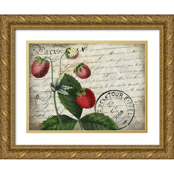 Kimberly, Allen 24x19 Gold Ornate Wood Framed with Double Matting Museum Art Print Titled - Vintage Strawberry
