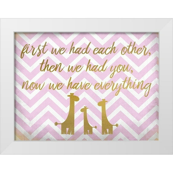 Kimberly, Allen 24x19 White Modern Wood Framed Museum Art Print Titled - Everything Girl Giraffe