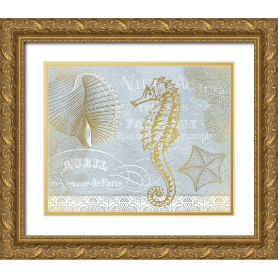Kimberly, Allen 24x20 Gold Ornate Wood Framed with Double Matting Museum Art Print Titled - Azure Coastal Calm Series 1