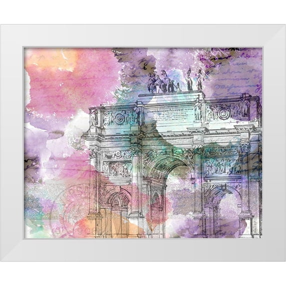 Kimberly, Allen 24x20 White Modern Wood Framed Museum Art Print Titled - Watercolor Travel 2
